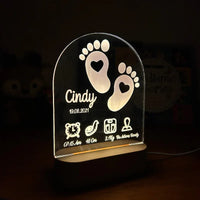 Personalized Baby Birth Stats Night Light Custom Name Nursery Lamp - Custom Table Lamps