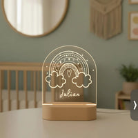 Personalized Line Drawn Rainbow Night Light Custom Name Kids Lamp - Custom Table Lamps