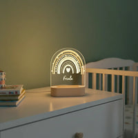 Personalized Boho Rainbow Night Light Custom Name Kids Bedside Lamp - Custom Table Lamps