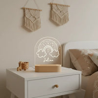 Personalized Line Drawn Rainbow Night Light Custom Name Kids Lamp - Custom Table Lamps