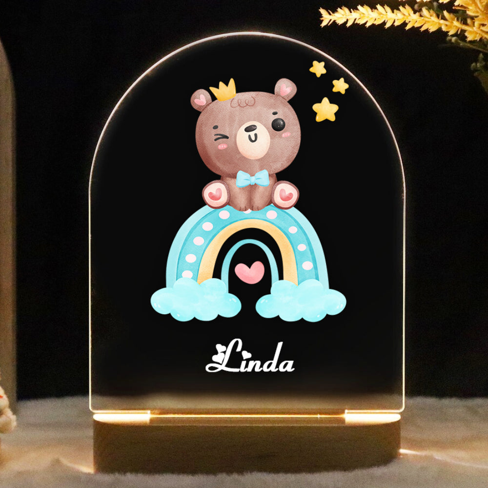 teddy bear and blue rainbow  custom led night light