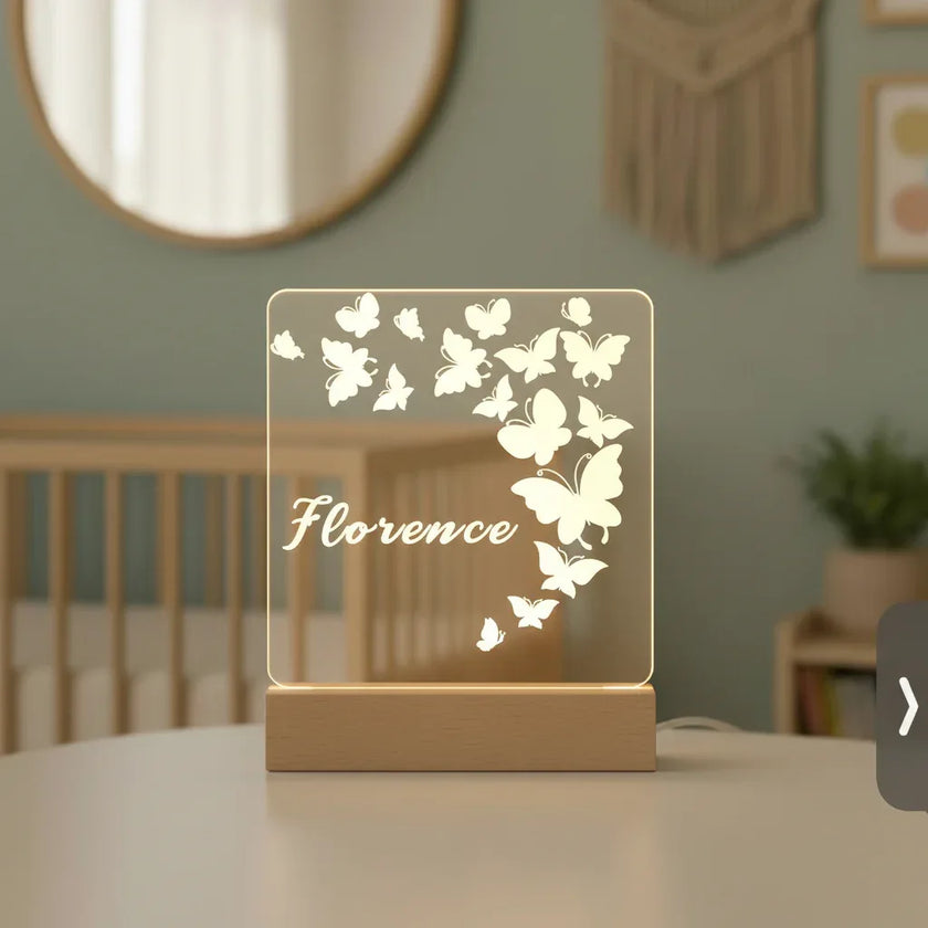 Personalized Butterfly Night Light for Kids Custom Name Nursery & Bedtime Lamp - Custom Table Lamps