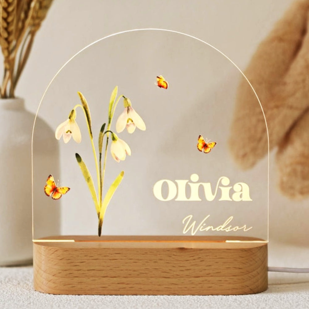 butterflies and magnolia flower custom floral name light pg