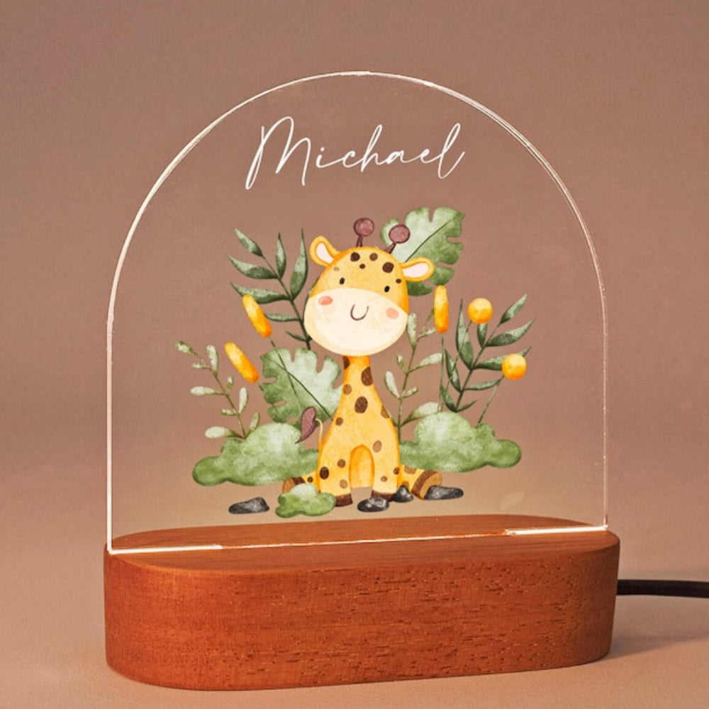 cute yellow giraffe custom name light pg