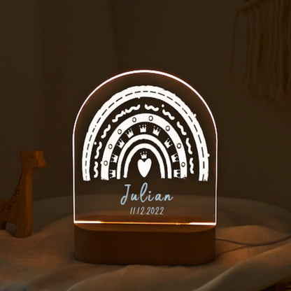 design six boho rainbow personalized led night light