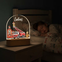 Fire Truck Personalized Night Light Custom Name Lamp for Kids Bedroom - Custom Table Lamps