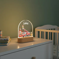 Fire Truck Personalized Night Light Custom Name Lamp for Kids Bedroom - Custom Table Lamps