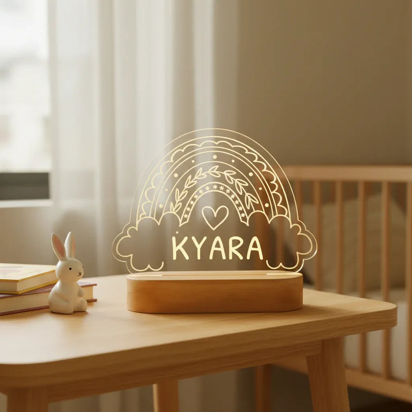 Rainbow Night Light Personalized Children's Name Lamp Custom Nursery Newborn Bedroom