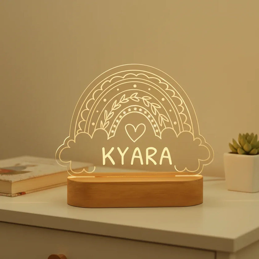 Rainbow Night Light Personalized Children's Name Lamp Custom Nursery Newborn Bedroom