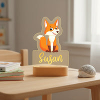 Fox Personalized Animal Night Light Custom Name Acrylic Lamp for Baby and Kids Bedroom