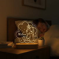 Baby Unicorn Personalized kids Night Light Custom Name Acrylic Lamp for Kids Bedroom or Nursery