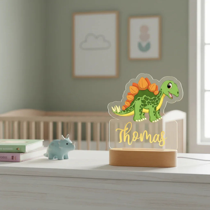 Dinosaur Personalized Night Light Custom Name Acrylic Lamp for Baby or Kids Bedroom