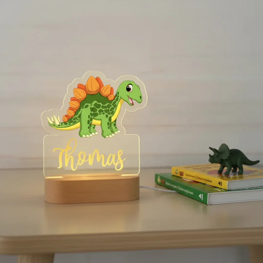 Dinosaur Personalized Night Light Custom Name Acrylic Lamp for Baby or Kids Bedroom