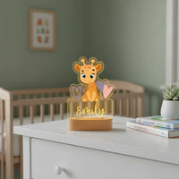 Giraffe with Hearts Personalized Animal Night Light Custom Name Acrylic Lamp for Baby and Kids Bedroom