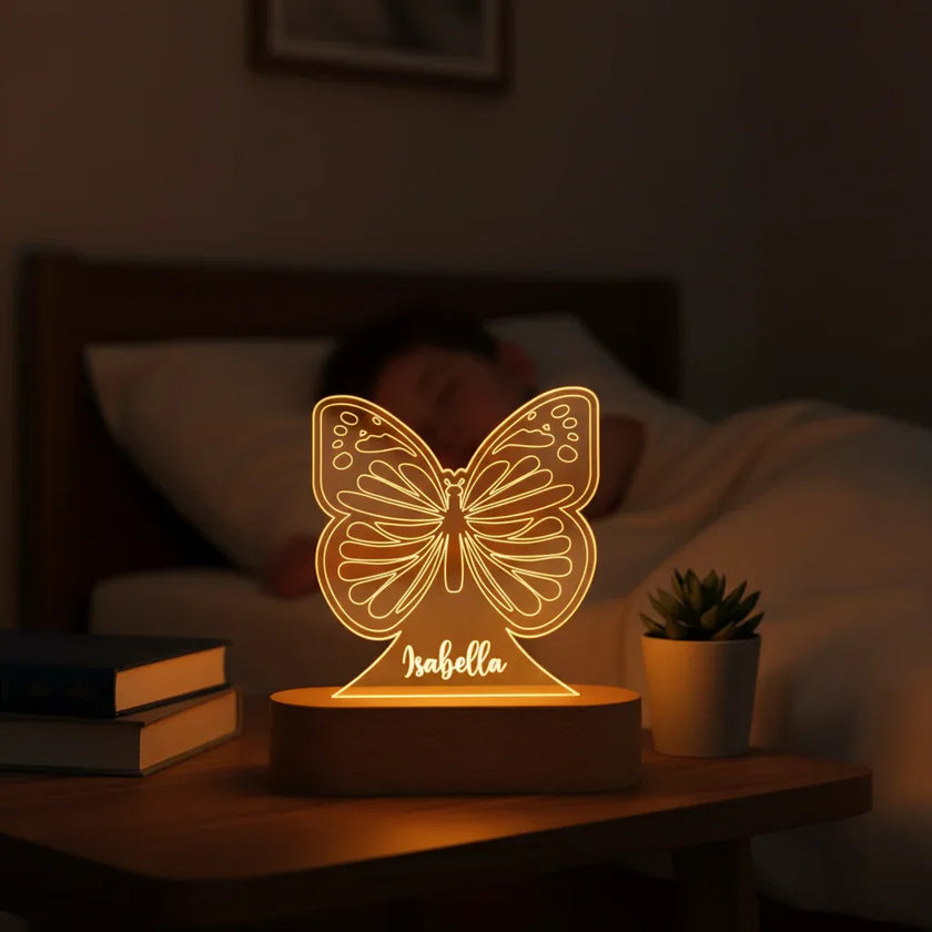 Butterfly Personalized kids Night Light Custom Name Acrylic Lamp for Kids Bedroom or Nursery
