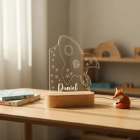Rocket Night Light Personalized Children's Name Lamp Custom Kids or Newborn Bedroom Decor