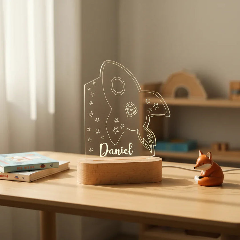 Rocket Night Light Personalized Children's Name Lamp Custom Kids or Newborn Bedroom Decor