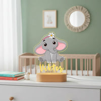Cute Elephant Personalized Animal Night Light Custom Name Acrylic Lamp for Baby or Kids Bedroom
