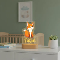 Fox Personalized Animal Night Light Custom Name Acrylic Lamp for Baby and Kids Bedroom