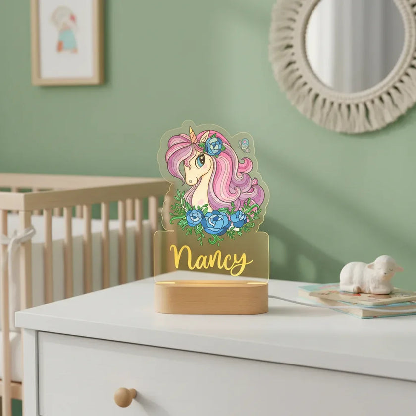 Personalized Children Animal Night Light Custom Name Acrylic Lamp Baby Kids Bedroom Decoration Neonate Birthday Christmas Gift