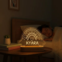 Rainbow Night Light Personalized Children's Name Lamp Custom Nursery Newborn Bedroom