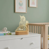 Unicorn on a Rainbow Personalized kids Night Light Custom Name Acrylic Lamp for Kids Bedroom or Nursery