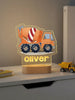 Cement Truck Personalized Night Light Custom Name Acrylic Lamp for Baby or Kids Bedroom