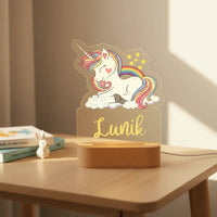 Personalized Unicorn Night Light Custom Name Acrylic Lamp for Baby’s Room or Kids’ Bedroom