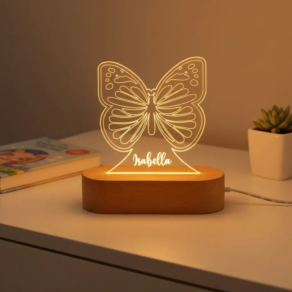 Butterfly Personalized kids Night Light Custom Name Acrylic Lamp for Kids Bedroom or Nursery