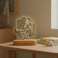 Baby Unicorn Personalized kids Night Light Custom Name Acrylic Lamp for Kids Bedroom or Nursery