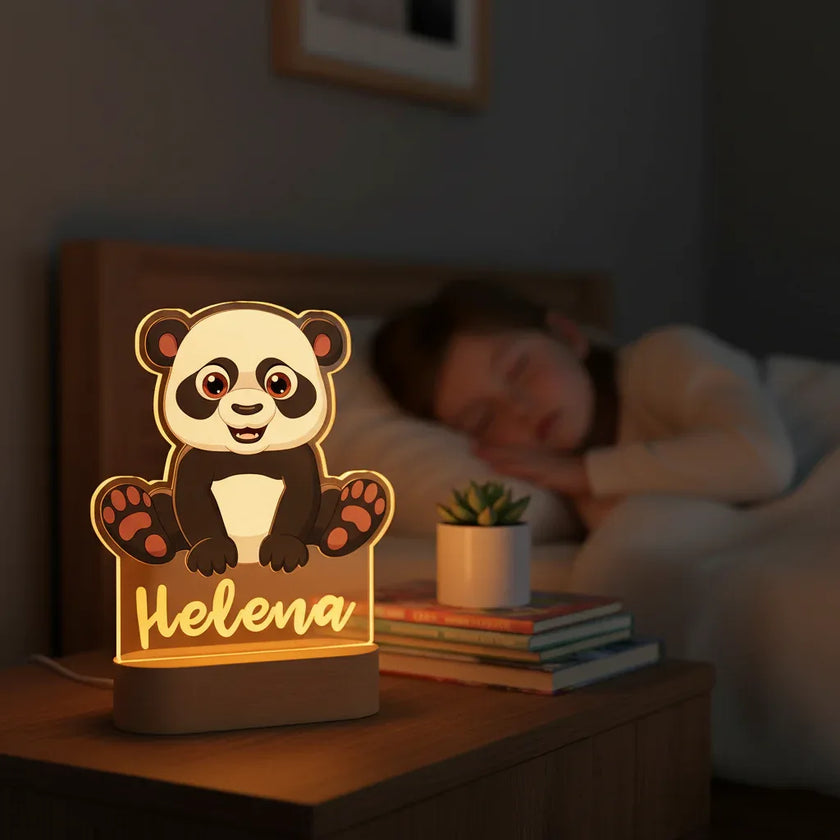 Panda Personalized Kids's Animal Night Light Custom Name Acrylic Lamp Baby Kids Bedroom Decor