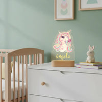 Sparkly Unicorn Personalized Night Light Custom Name Acrylic Lamp Baby Girl’s Room