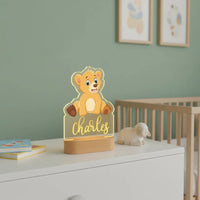 Golden Lion Cub Personalized kids Night Light Custom Name Acrylic Lamp for Kids Bedroom or Nursery
