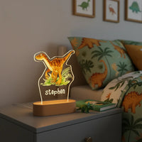 Velociraptor Dinosaur Personalized Children's Night Light Custom Name Acrylic Lamp for Baby's Room or  Kids Bedroom