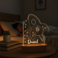 Rocket Night Light Personalized Children's Name Lamp Custom Kids or Newborn Bedroom Decor