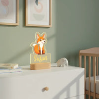Fox Personalized Animal Night Light Custom Name Acrylic Lamp for Baby and Kids Bedroom
