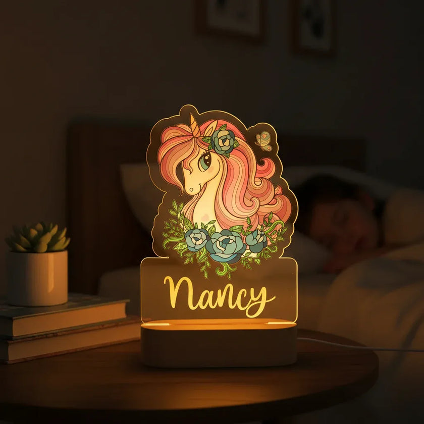 Personalized Children Animal Night Light Custom Name Acrylic Lamp Baby Kids Bedroom Decoration Neonate Birthday Christmas Gift
