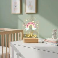 Personalized Rainbow Night Light Custom Name Acrylic Lamp for Baby Room and Kids Bedroom