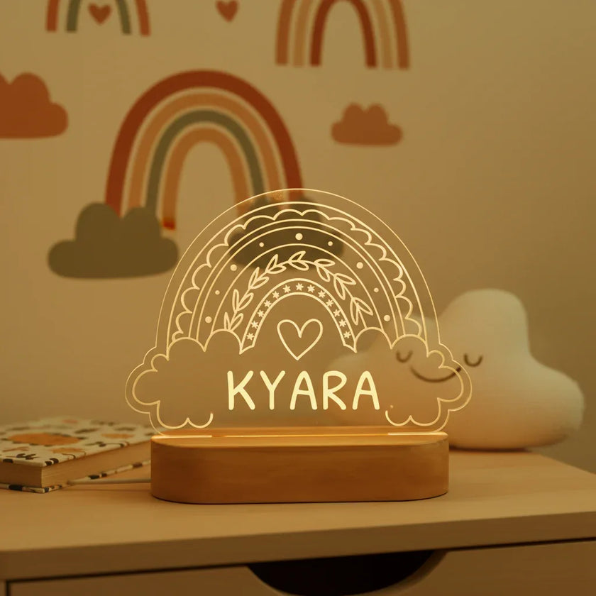 Rainbow Night Light Personalized Children's Name Lamp Custom Nursery Newborn Bedroom