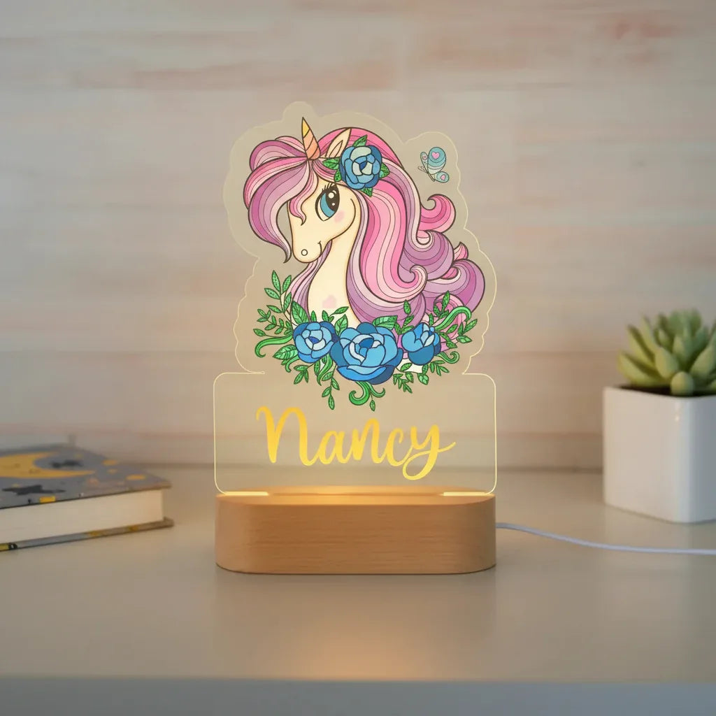 Personalized Children Animal Night Light Custom Name Acrylic Lamp Baby Kids Bedroom Decoration Neonate Birthday Christmas Gift