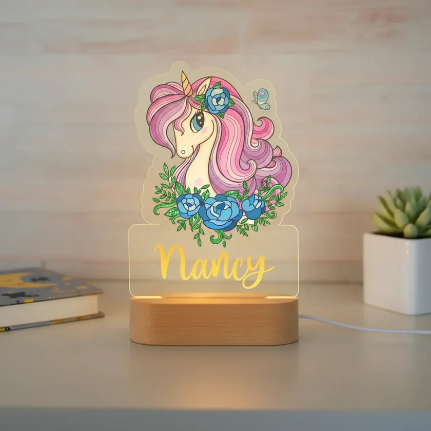Personalized Children Animal Night Light Custom Name Acrylic Lamp Baby Kids Bedroom Decoration Neonate Birthday Christmas Gift