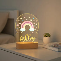 Personalized Rainbow Night Light Custom Name Acrylic Lamp for Baby Room and Kids Bedroom