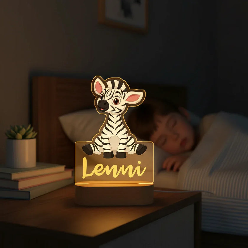Personalized Children Animal Night Light Custom Name Acrylic Lamp Baby Kids Bedroom Decoration Neonate Birthday Christmas Gift