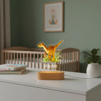 Velociraptor Dinosaur Personalized Children's Night Light Custom Name Acrylic Lamp for Baby's Room or  Kids Bedroom