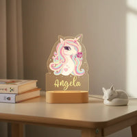 Sparkly Unicorn Personalized Night Light Custom Name Acrylic Lamp Baby Girl’s Room