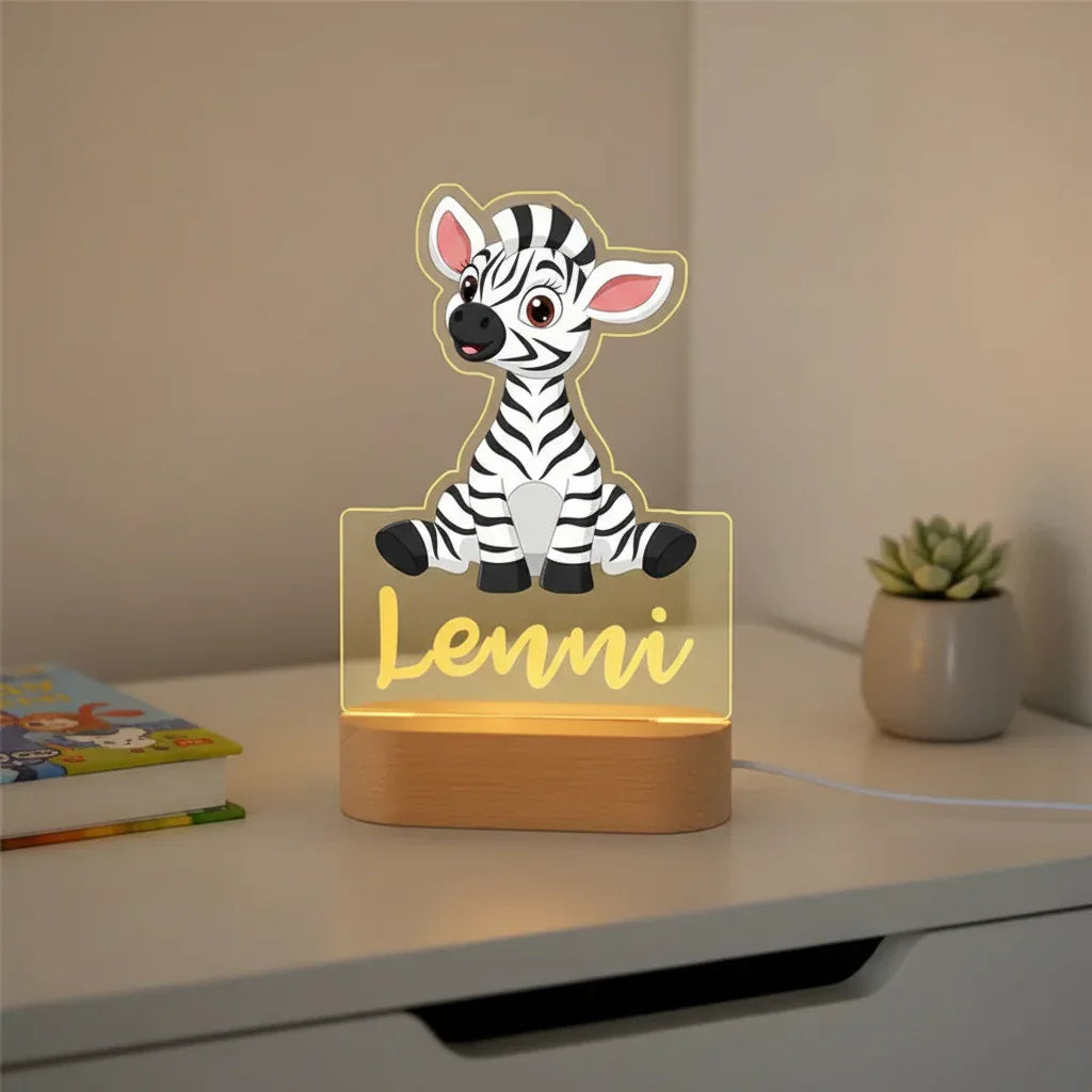 Personalized Children Animal Night Light Custom Name Acrylic Lamp Baby Kids Bedroom Decoration Neonate Birthday Christmas Gift