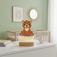 Brown Bear Personalized Animal Night Light Custom Name Acrylic Lamp for Baby’s Room or Kids’ Bedroom
