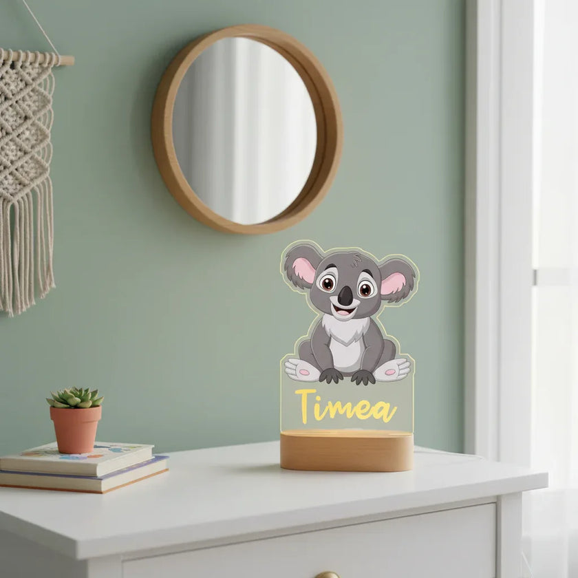 Koala Personalized Kids Animal Night Light Custom Name Acrylic Lamp for Kids Bedroom