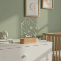 Rocket Night Light Personalized Children's Name Lamp Custom Kids or Newborn Bedroom Decor