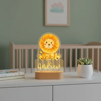 Lion Personalized Kids Animal Night Light Custom Name Acrylic Lamp for Baby's Room and Kids Bedroom
